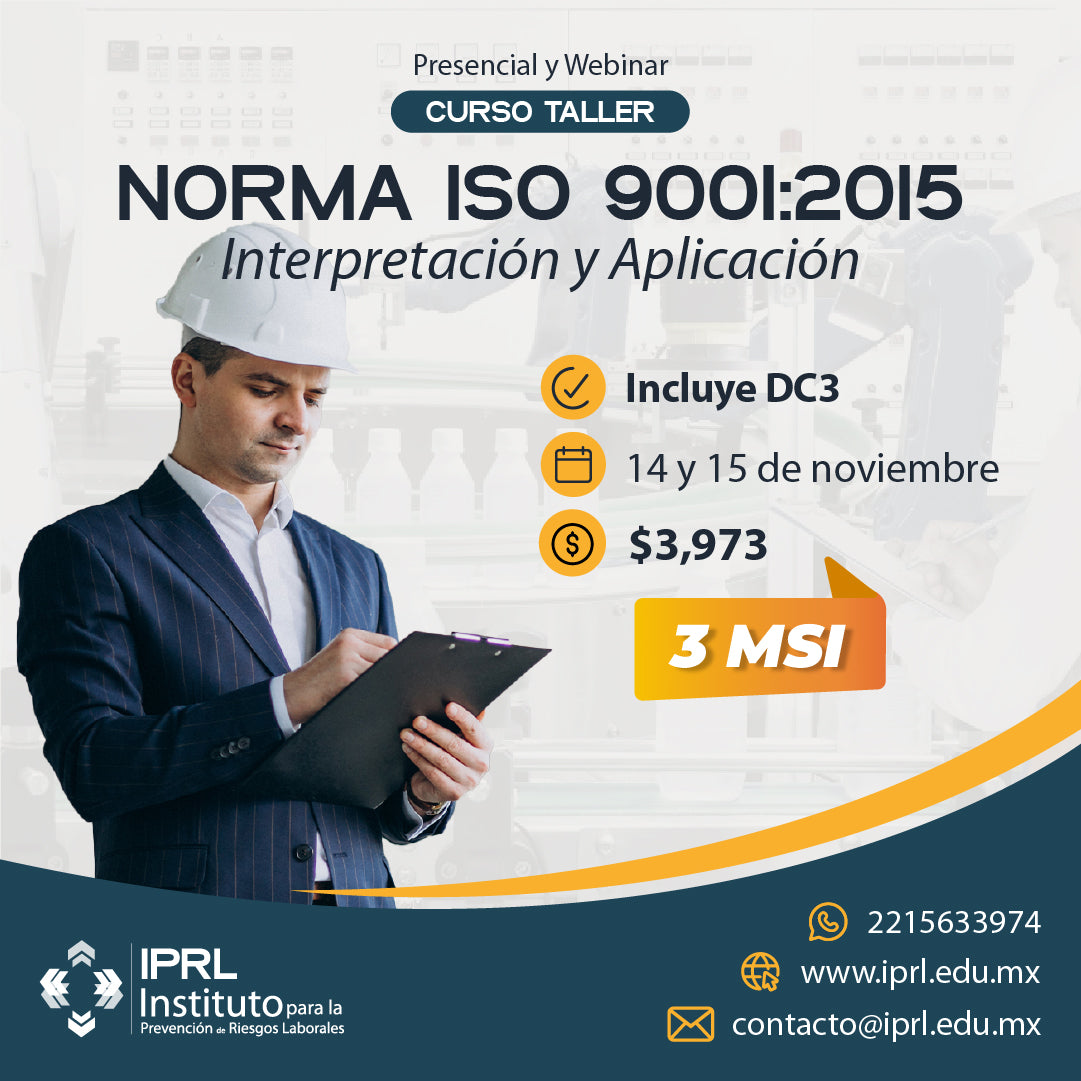 14 y 15 de Noviembre - Interpretación  y aplicación  de la Norma  ISO 9001:2015